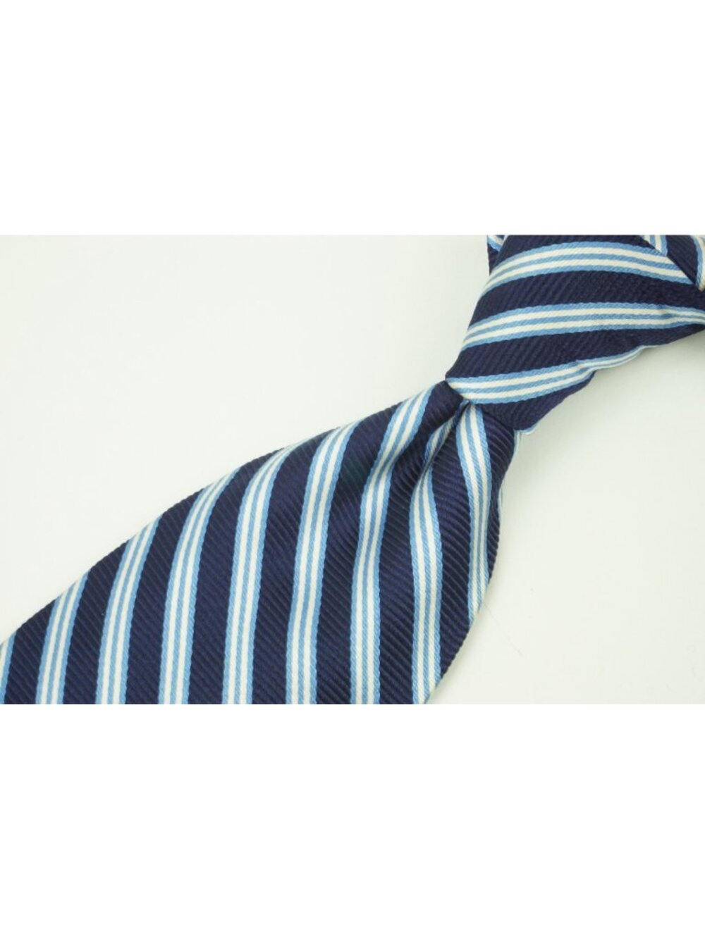 Brooks Brothers Navy Sky Blue White Striped Pure Silk Woven England Made in USA